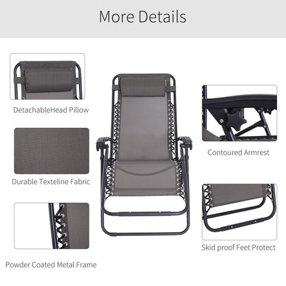 Ultimate Comfort Metal Lounger w/ Head Pillow for Patio Deck - Outsunny