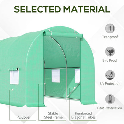 Outsunny Walk-In Gardening Greenhouse | 4.5m x 2m x 2m | PE Cover, Galvanized Steel Frame | Green