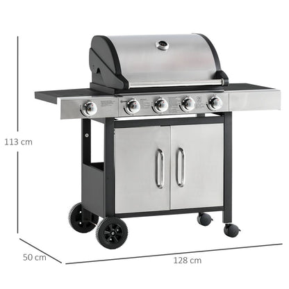 Premium Outdoor Gas BBQ Grill | 4+1 Burner Stainless Steel | 128x50x113cm | High-Quality and Durable