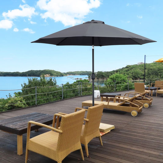 Premium 2.7M Patio Umbrella - Sunshade, Tilt Function, Aluminium, Charcoal Grey