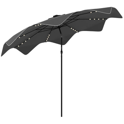 Premium Outsunny LED Garden Parasol Umbrella - Tilt, Solar Powered Lights - Table Umbrella