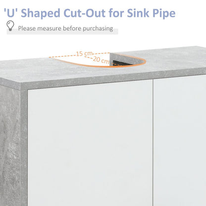 kleankin Pedestal Under Sink Cabinet with Double Doors, Modern Bathroom Vanity Unit, Storage Cupboard with Adjustable Shelves, White