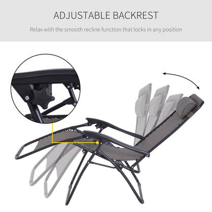 Ultimate Comfort Metal Lounger w/ Head Pillow for Patio Deck - Outsunny