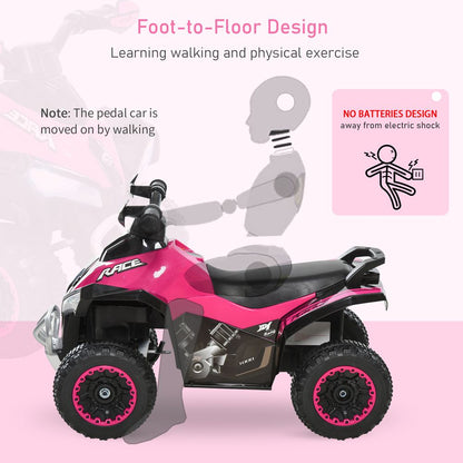 HOMCOM Toddler Kids Ride On Car Walker Foot To Floor Slider w/Music Lights NO POWER Manual for 18-36 Months Pink