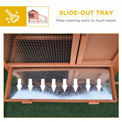 Pawhut 2-Tier Solid Wood Rabbit Bunny Guinea Pig Hutch Water Resistant Asphalt Roof Ramp Sliding Tray, 144 x 64.5 x 100 cm, 15 kg