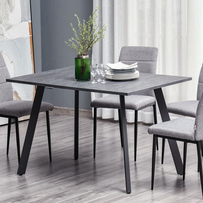 HOMCOM Dining Table with Metal Legs and Spacious Tabletop for Kitchen, Dining Room, Living Room, Dark Grey