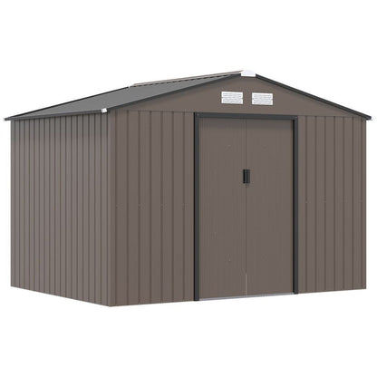 9 X 6FT Garden Shed Sliding Door Galvanised Metal - Brown