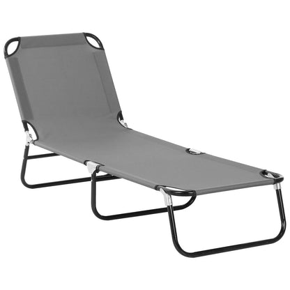Ultimate Comfort Lounge Chair: 5-Level Adjustable Backrest, Reinforced Metal Frame, Grey