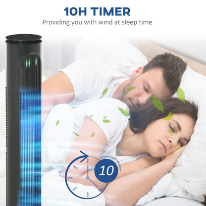 Powerful Tower Fan, 3 Speeds, 3 Modes, Timer, Oscillation, Remote Control - Dark Grey