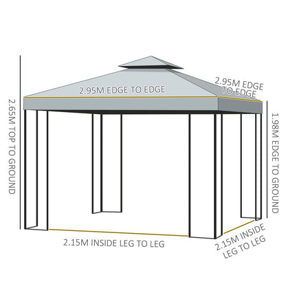 Premium 3x3m Metal Gazebo - Perfect for Weddings, Parties & Patios - Dark Grey