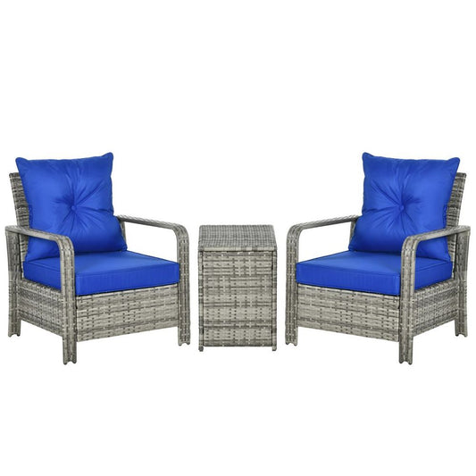 High-Quality 3-Piece PE Rattan Garden Sofa Set - Grey