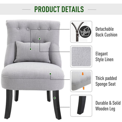 Stylish Fabric Single Sofa Chair w/ Pillow, Solid Wood Leg - Living Room, Dining, Bedroom - High Quality & Easy Assembly