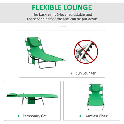 Premium Reclining Lounge Chair with Face Cavity & Pillow - Best Quality Green Garden Chair for Ultimate Relaxation!