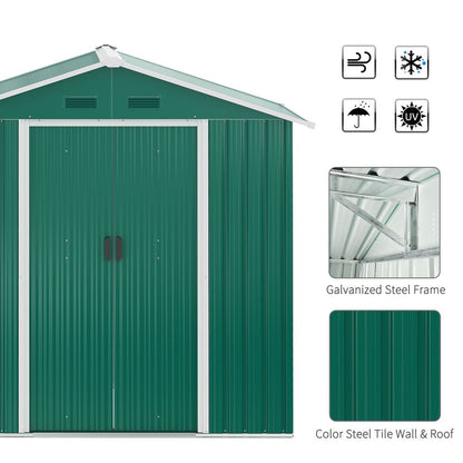Outsunny 6.5x3.5ft Metal Garden Shed for Garden and Outdoor Storage, Green