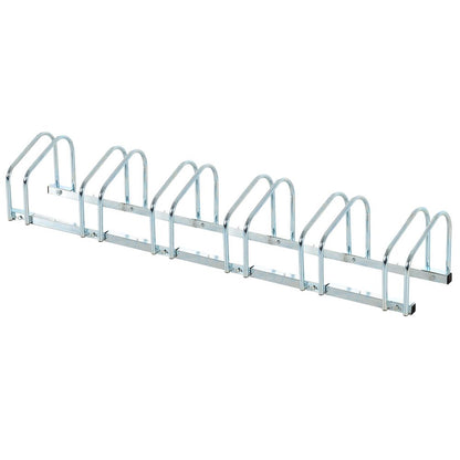 HOMCOM Bike Stand Parking Rack Floor or Wall Mount Bicycle Cycle Storage Locking Stand (6 Racks, Silver)