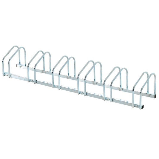 HOMCOM Bike Stand Parking Rack Floor or Wall Mount Bicycle Cycle Storage Locking Stand (6 Racks, Silver)