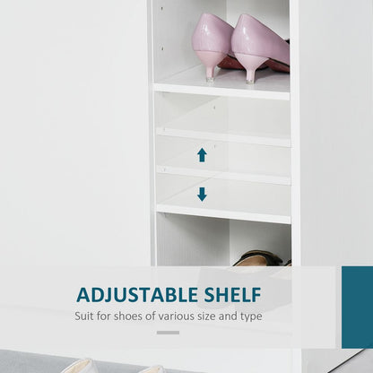 Premium Shoe Storage Cabinet - Adjustable Shelves, Sleek White Design