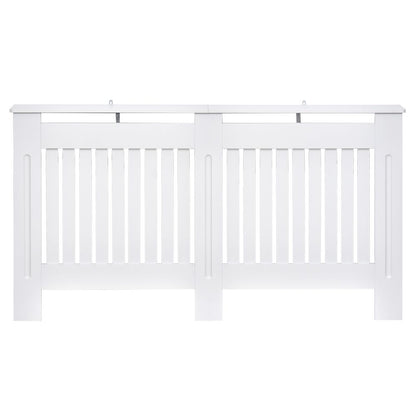 HOMCOM Slatted Radiator Cover Painted Cabinet MDF Lined Grill in White 152L x 19W x 81H cm