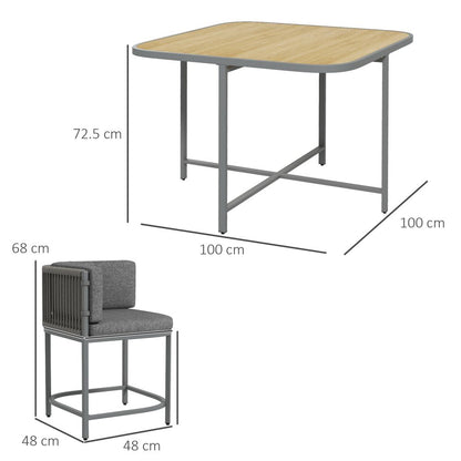 Outsunny Rattan Dining Sets, Cube Garden Furniture, Space-saving Design, Grey