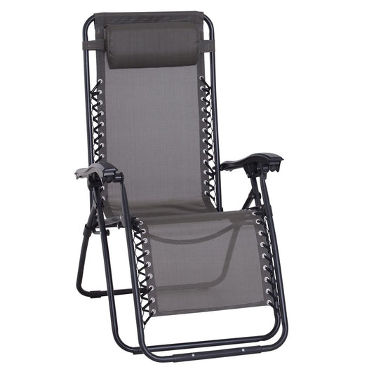 Ultimate Comfort Metal Lounger w/ Head Pillow for Patio Deck - Outsunny