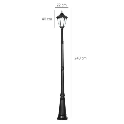 Outdoor LED Solar Lamp Post Light | 2.4m Garden Path Lighting | Antique Style & Energy Efficient