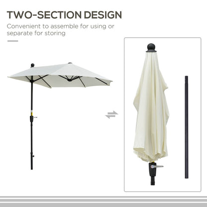 Premium 2m Half Parasol Market Crank - Cream White