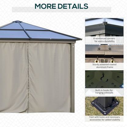 High-Quality 3x3m PC Aluminium Hardtop Gazebo with Curtains & Netting