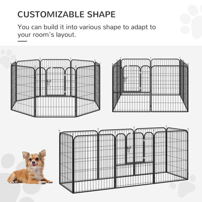 PawHut Dog Pen 8 Panels Puppy Pen Heavy Duty Pet Playpen for Indoor Outdoor for Dogs, Rabbits, Ducks 100cm High