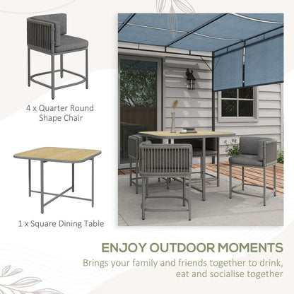 Outsunny Rattan Dining Sets, Cube Garden Furniture, Space-saving Design, Grey