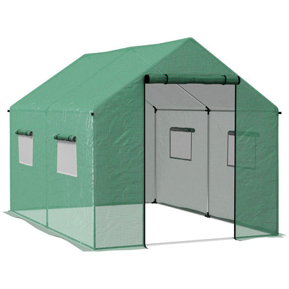 Outsunny Tunnel Greenhouse - UV-resistant PE Cover, Wide Door, 2x3m, Green