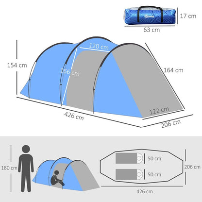 Outsunny 3-Person 2-Room Tent | Living Area | Air Vents | Blue