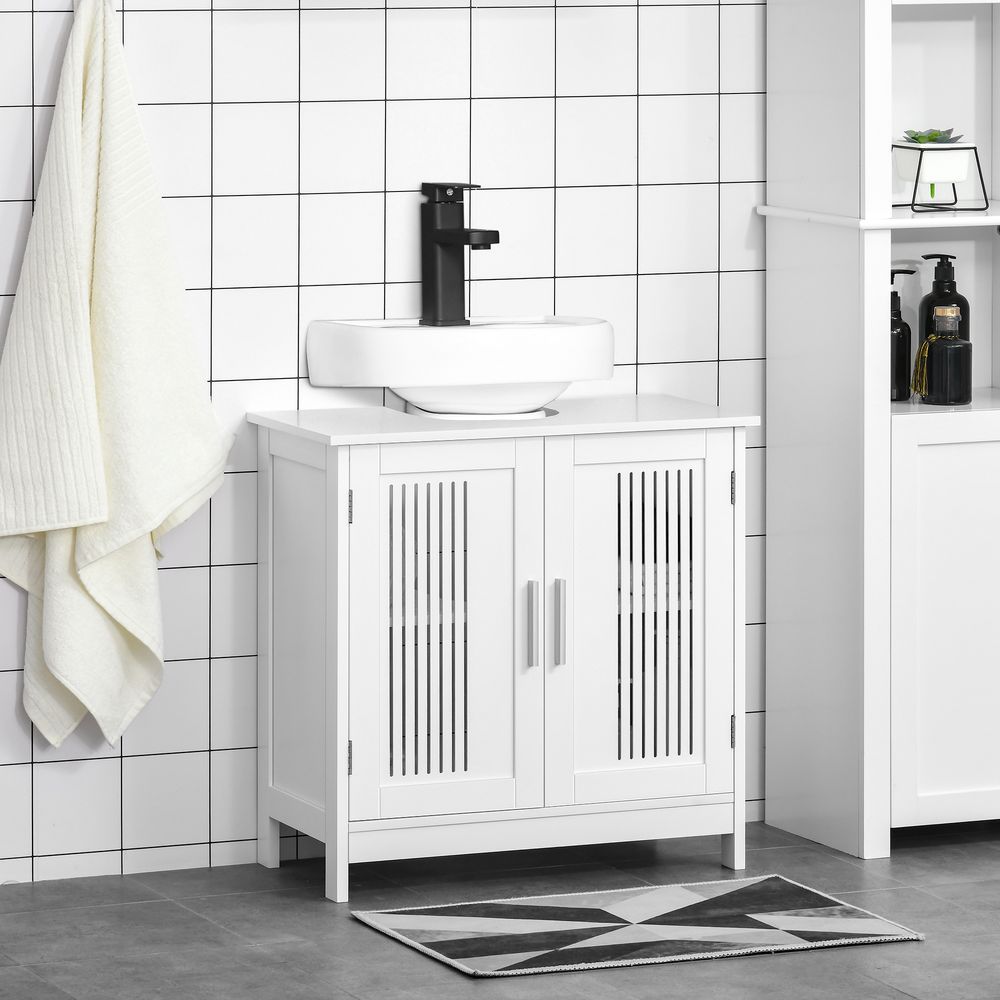 Space-Saving Under Sink Cabinet: 2-Door Bathroom Vanity, White - High Quality & Stylish Design