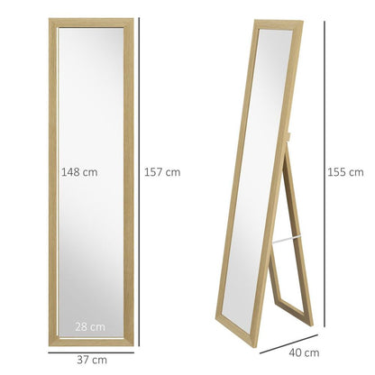 HOMCOM Full Length Mirror, Farmhouse Wall & Floor Mirror - Hanging & Freestanding