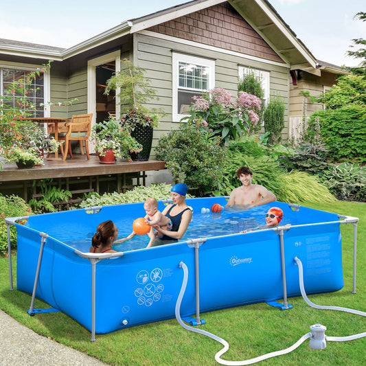 Premium Steel Frame Pool & Filter Pump Kit - Rust Resistant & Easy to Assemble - 315x225x75cm Blue