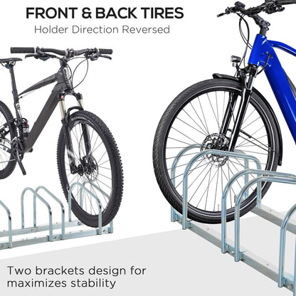 HOMCOM Parking for 4 Bicycles Steel Bike Rack on the Floor or Wall Parking for Indoor and Outdoor 110 x 33 x 27 cm Silver