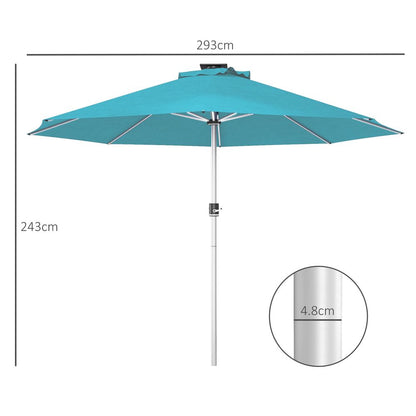 Premium Solar Patio Umbrella w/ Lights - Outdoor Garden, Aluminum, Blue