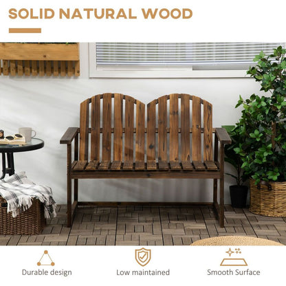 Premium Outdoor Wooden Bench - Patio Loveseat Chair, Slatted Backrest - Quality & Durability - 240kg Max Load