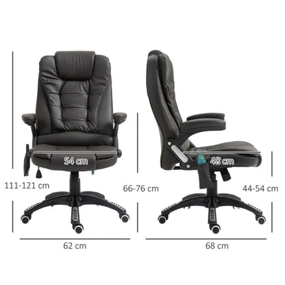 Ultimate Comfort Executive Office Chair with Massage and Heat - PU Leather Recliner, Brown