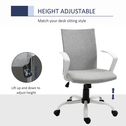 Linen Swivel Computer Desk Chair - Office Chair, Light Grey