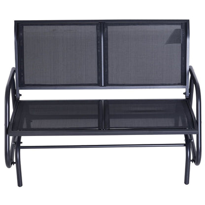 Outsunny 2-Person Outdoor Glider Bench Patio 2 Seater Swing Gliding Chair Loveseat w/Power Coated Steel Frame for Backyard Garden Porch, Black
