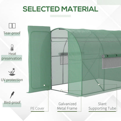 Outsunny 3x2M Walk-in Polytunnel Garden Greenhouse - High-Quality Steel Frame, Durable PE Cloth & Reinforced Design