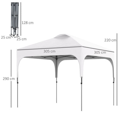 Premium 3x3M Pop Up Gazebo - Carry Bag, 4 Leg Weight Bags, White - Outdoor Events, BBQs, Camping