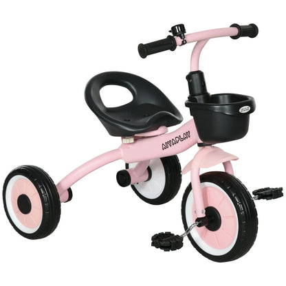 Premium Kids Trike - Adjustable Seat, Basket, Bell - Ages 2-5 - Pink