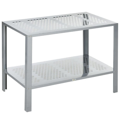 Outsunny 2-Tier Steel Plant Stand - Stylish Patio Organizer & Display Shelf