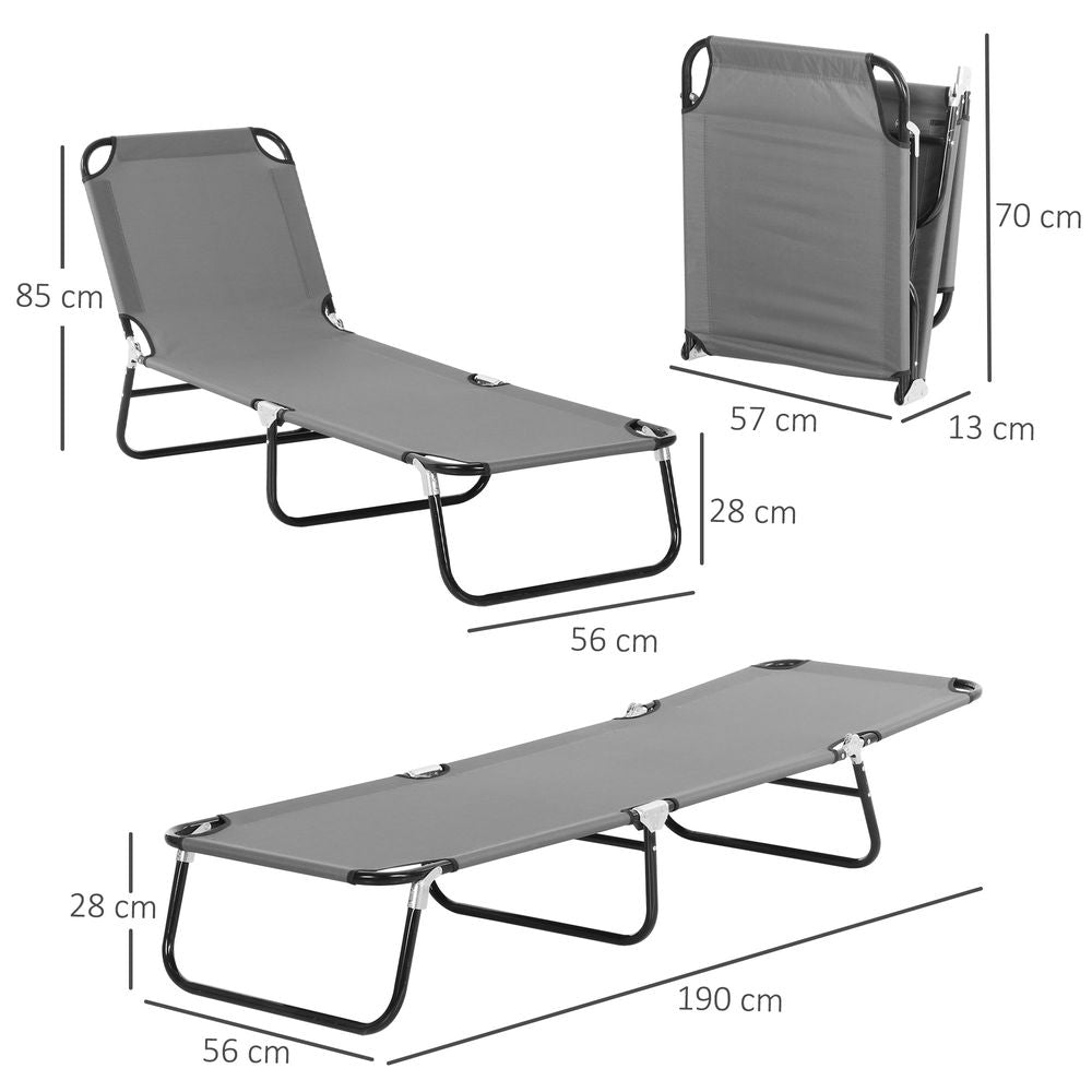Ultimate Comfort Lounge Chair: 5-Level Adjustable Backrest, Reinforced Metal Frame, Grey
