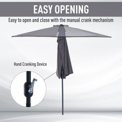 3M Half Round Umbrella - Grey Polyester/Aluminum. Perfect for Balcony or Small Garden. Durable & Easy to Clean.