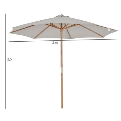 High-Quality 10'x8.2'H Bamboo Wooden Round Market Patio Umbrella - Sun & Rain Protection