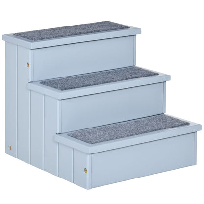 Premium Wood Dog Stairs & Storage - Grey Pawhut - No Slip - Ideal for Bed & Sofa - Limited Stock