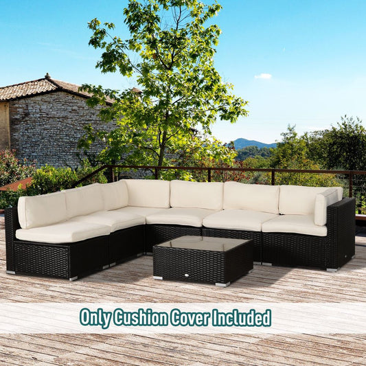 12-Piece Cushion Cover Replacement for Outdoor Garden Rattan Furniture Beige