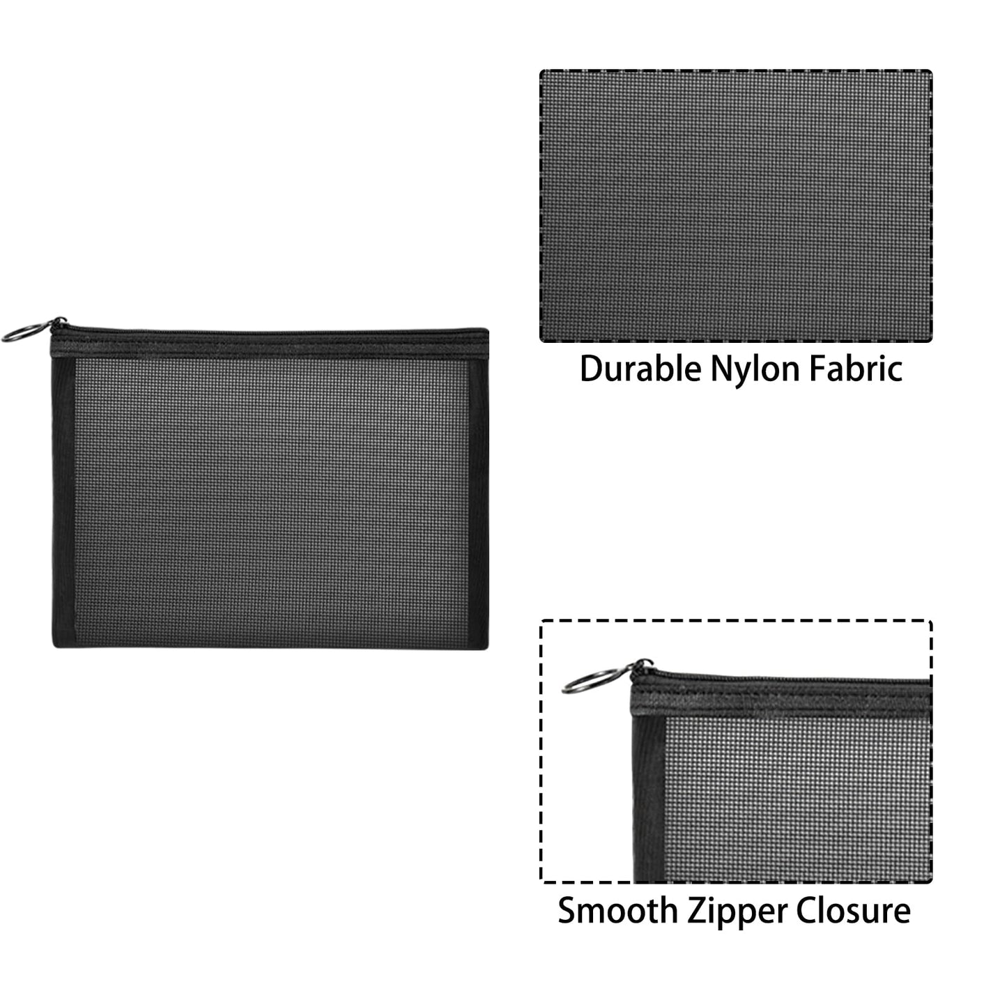 Unoutur 20 Pieces Mesh Pouch Set – Transparent Travel Makeup Bags with Zipper